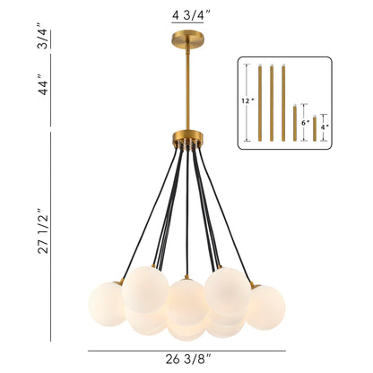 13-Light Bubble Chandelier, Modern Sputnik Glass Chandelier, Milk Glass & Globe Pendant Light, Elegant Bubble Hanging Island Lighting for Bedroom, Living Room, Dining Room & Kitchen Island Over Table