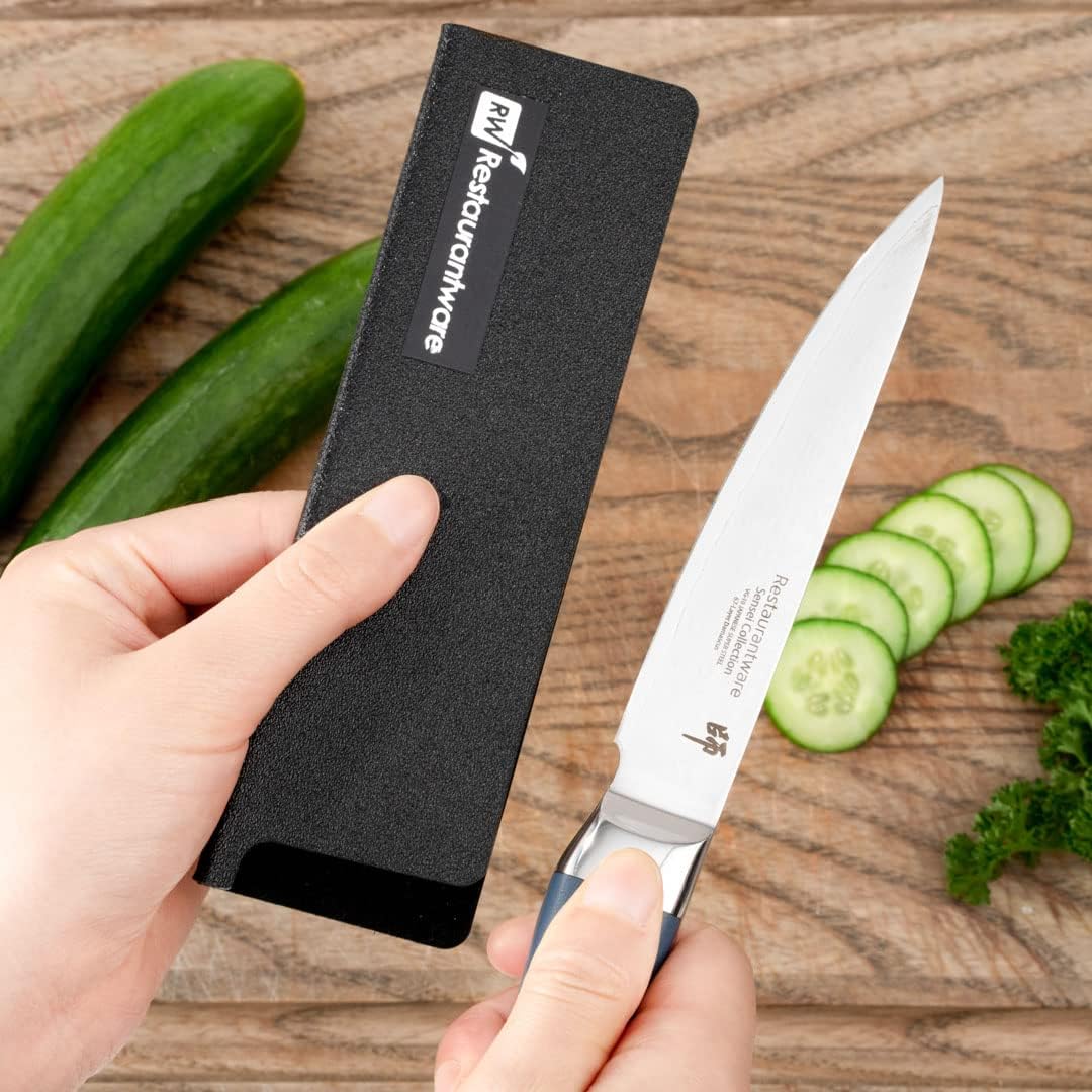 Restaurantware Sensei Knife Sleeve 6.5 x 2 Inch - 1 Knife Protector with Felt Lining, Black Plastic Blade Guard