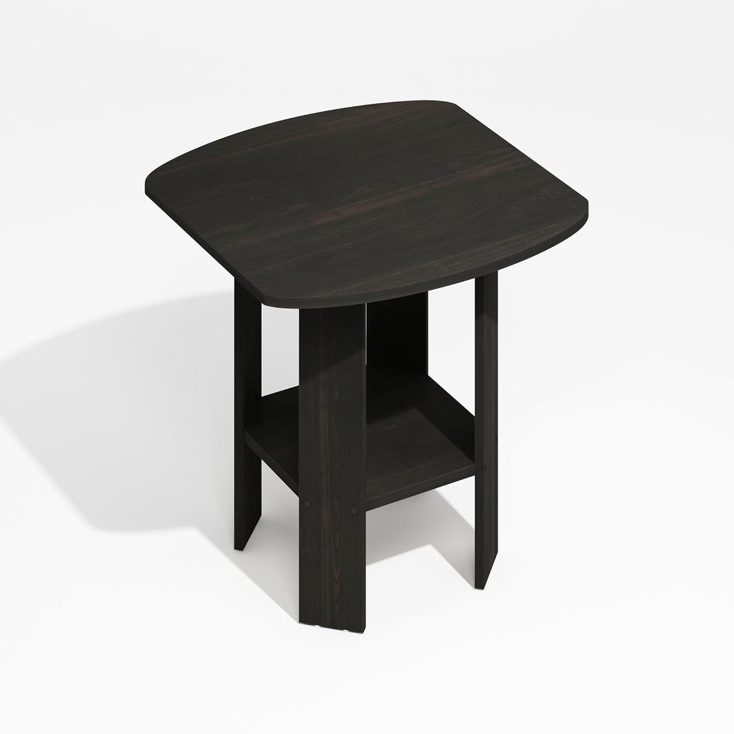 Furinno Modern Side Table, Square Round Corner End Table with Storage Shelf, Night Stand, Bedside Table, for Living