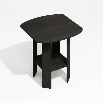 Furinno Modern Side Table, Square Round Corner End Table with Storage Shelf, Night Stand, Bedside Table, for Living