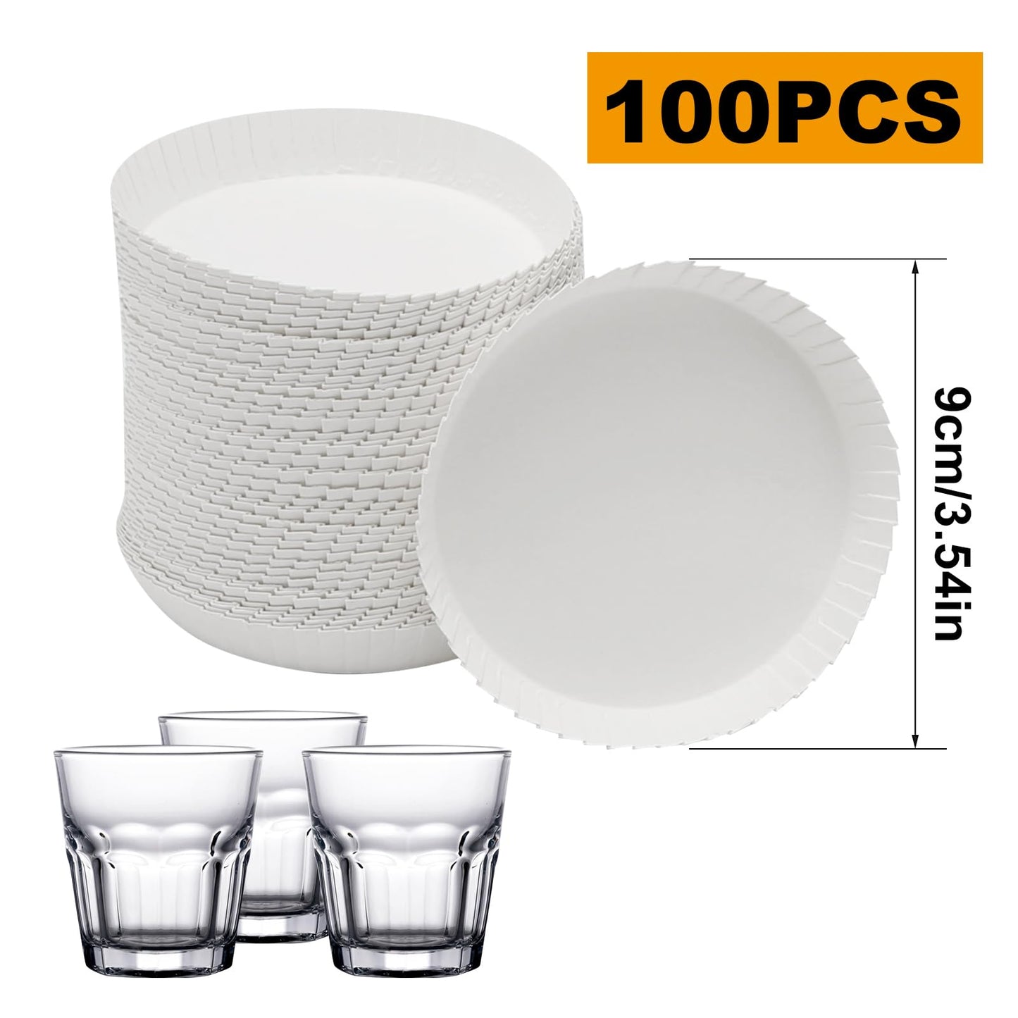 100pcs Disposable Paper Cup Cover, 3.54 inches Recycled Drinking Lid, White Coffee Cup Cover, Hot Cup Lids for Home Kitchen Cafe Parties Wedding Hotel Bars (Without Hole)