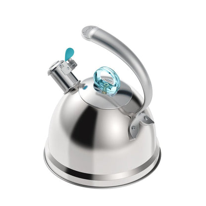 Harriet Tea Kettle Stovetop, 2.5 Quart Whistling Stainless Steel Tea Pot, 3-Layer Base, Unique Ergonomic Handle, Includes Pot Holder & Mat, Electric/Induction/Gas Stovetops Applicable, Mirror Finish