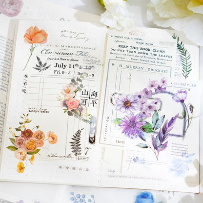 Obujopal 600 Pcs Natural Botanical Flower Stickers, Wildflower Stickers for Scrapbooking Junk Journal Notebook Diary Planner Letter Envelope Water Bottle Phone Case Craft Decoration (Set of 6)