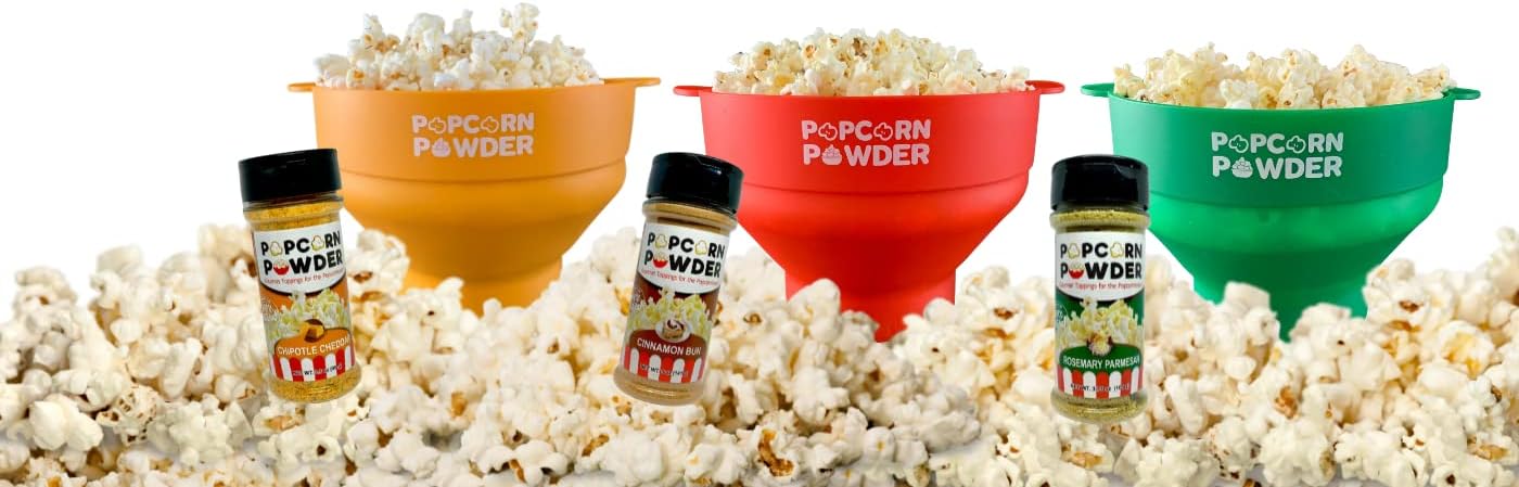 Popcorn Powder Collapsible Microwave Popcorn Popper, Red