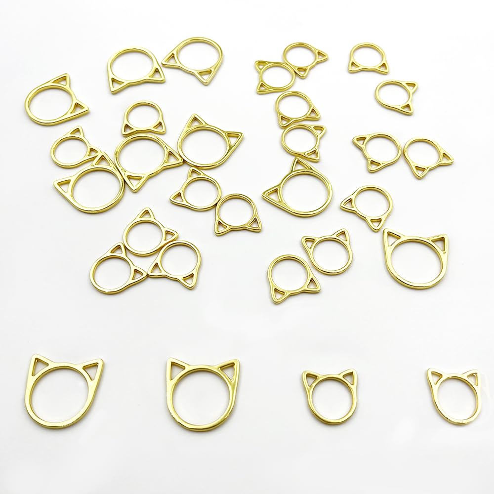 30Pcs Knitting Stitch Marker Metal Cat Head Shaped Stitch Markers for Knitting and Crocheting 2 Sizes Gold Needles Stoppers Locking Sewing Accessories