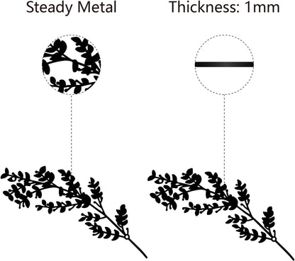 CREATCABIN Metal Tree Leaf Wall Decor, Double Black Wrought Iron Scroll Sculpture Leaf Hanging Decor