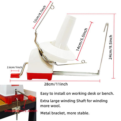 Large Capacity Yarn Ball Winder - Yarn Winder Easy to Set Up and Use - Hand Operated Yarn Winder 10 Ounce Capacity + 53 Pieces Stitch Knitting Needles + 1 Pieces Scissors