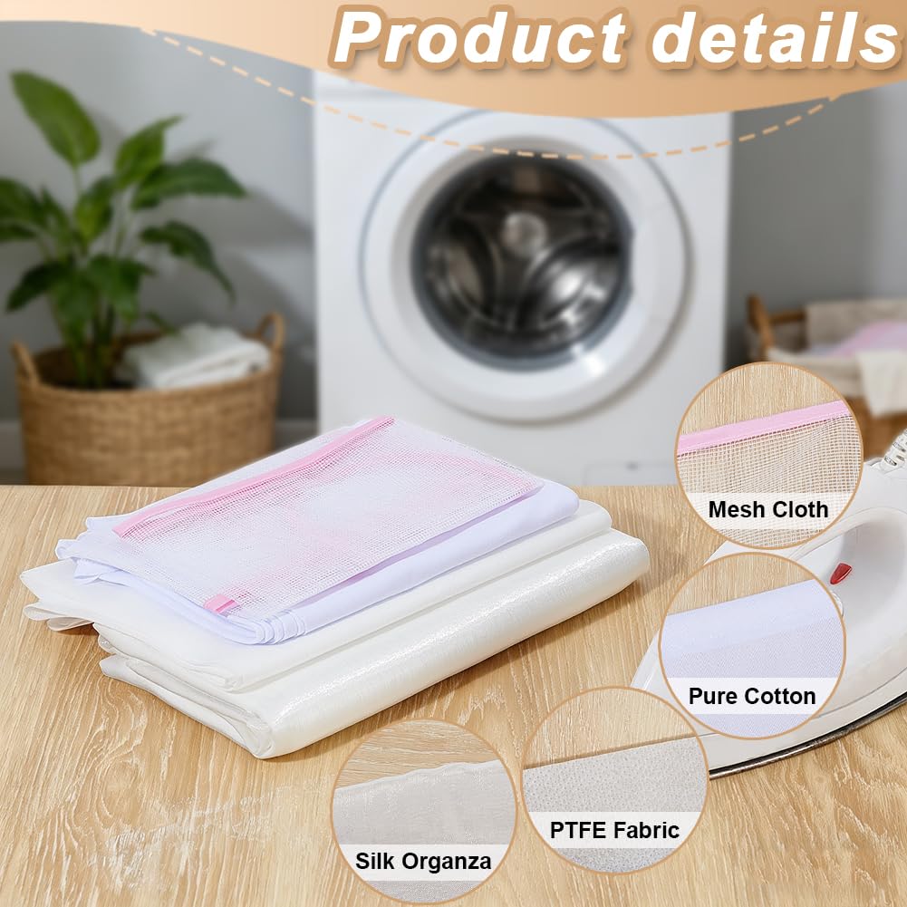 OLYCRAFT 4 Types Pressing Cloth for Ironing and Sewing Ironing Cloth to Protect Clothes Including 3 Yards Embroidery Fabric Ironing Mat Polyester Fabric Ironings Tablecloth for Clothes Protect