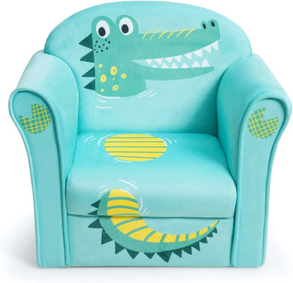 1-5 Costzon Kids Couch, Children's Sofa Armrest Chair with Pattern, Toddler Furniture w/Sturdy Wood Construction