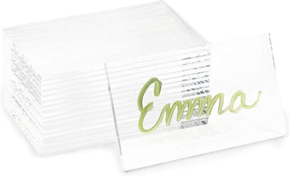 Bright Creations 20-Pack Clear Acrylic Place Cards for Seating, Wedding Guest Names, Table Settings, 3.5 × 2 in