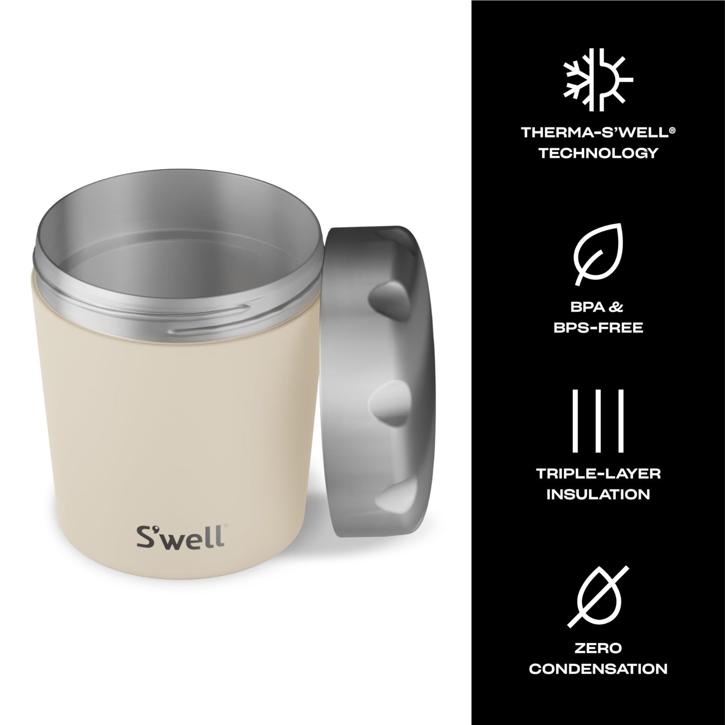 S'well Stainless Steel Ice Cream Chiller, 16oz, Vanilla, Triple Layered Vacuum Insulated Container Keeps Ice Cream Frozen For Up To Four Hours, BPA Free