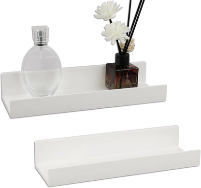 MATIMASU Set 2 10.6" Floating Shelf of - Wall Mounted Plastic Shelves for Bedroom With Adhesive Strip,Compact Nursery