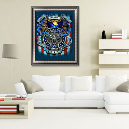 DIYPAINTING 5D DIY Diamond Art Painting Navy Flag 16X20 inches Full Round Drill Rhinestone Embroidery for Wall Decoration