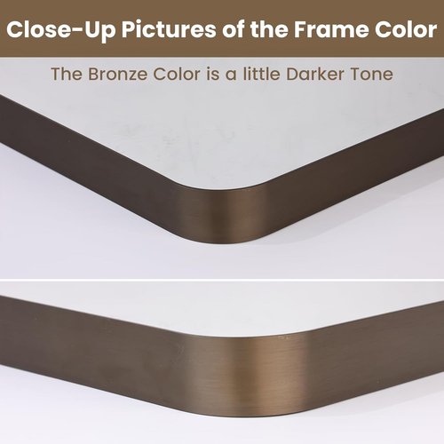 LOAAO Bronze Bathroom Mirror - 22”x30” Rounded Rectangle with Anti-Rust Brushed Metal Frame | Versatile Hanging Options