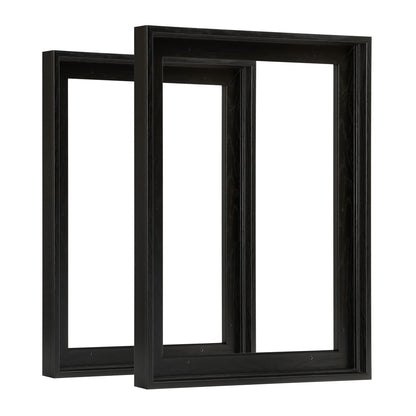 FOLKOR Floating Canvas Frame for 16x20 Inch Painting, 2 Pack Floater Frame for Canvas Prints, 0.9" Rabbet Depth Art frame for Wall Prints Diamond Painting Paint by Numbers (Black)