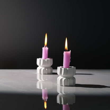 ICNBUYS Twizzle Twist Candle Holder, Decorative Candle Holder for Table Display, Romantic Decoration, Unique Home Décor Aesthetic, Housewarming Gift, Height 2.4 inches Set of 2 - Cement