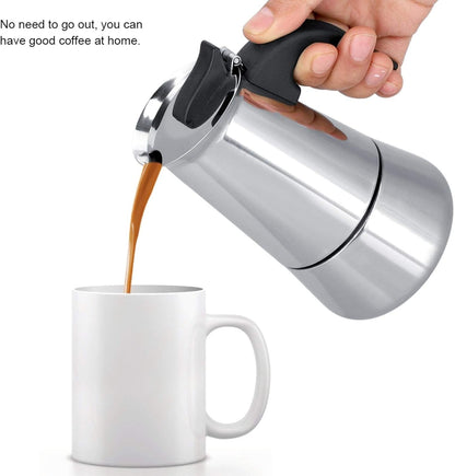 Stainless Steel Moka Pot Espresso Coffee Maker, Portable Electric Heating Espresso Maker for Home Office Use