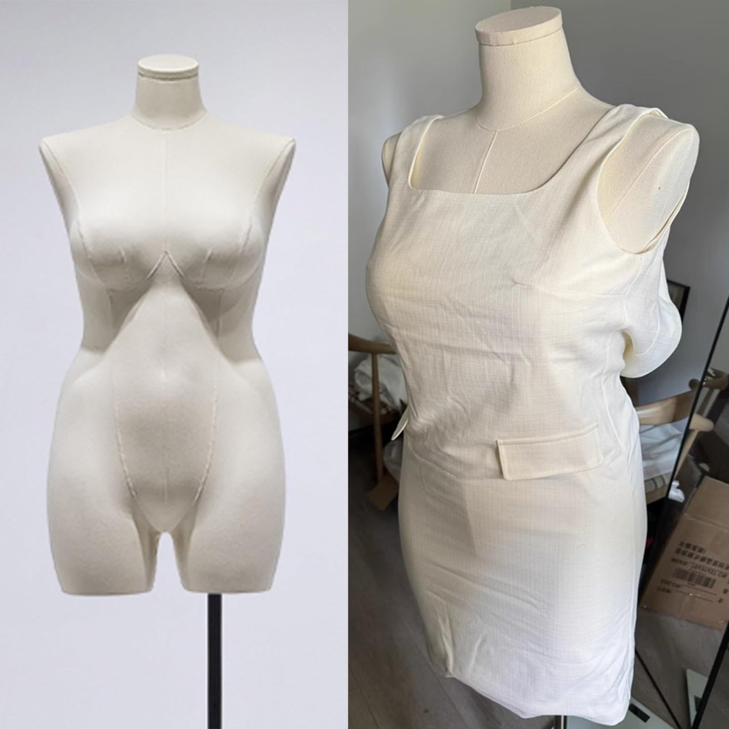 Plus Size Female Mannequin Torso with Adjustable Stand, Headless Curvy Dress Form Model for Sewing & Clothing Display - Realistic Full Body Manikin(Gold Stand C)