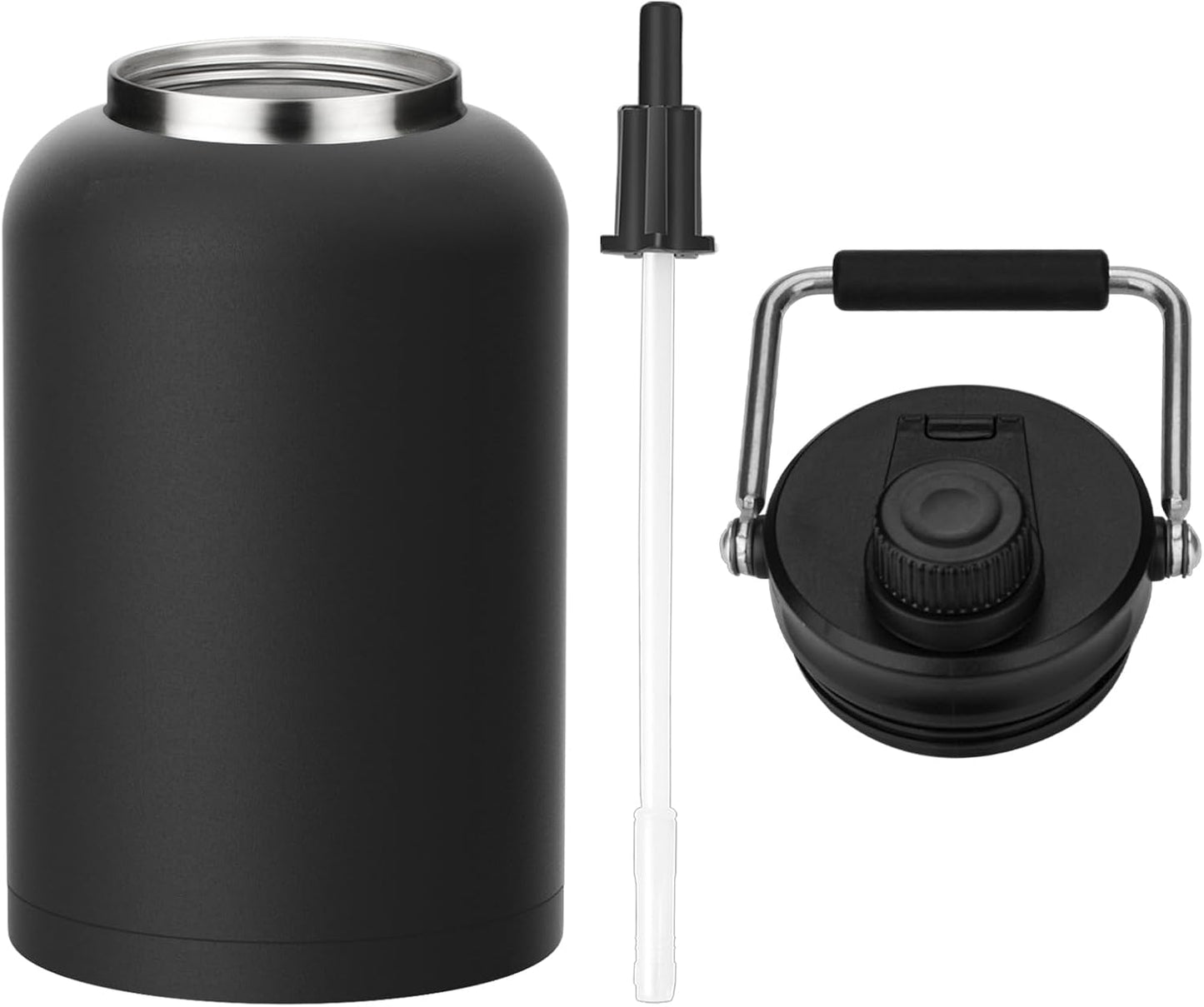 128 oz 48 Zenbo One Gallon Jug with Straw, Double Wall Vacuum Insulated Sports Water Bottle, Keeps Cold up to Hours