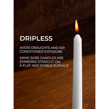 CANDWAX 8 inch White Taper Candles - Set of 12 White Candle Sticks Ideal for Christmas Decorations - Unscented Dripless Smokeless Long Burning Candlesticks - Tapered Christmas Candles for Home Decor