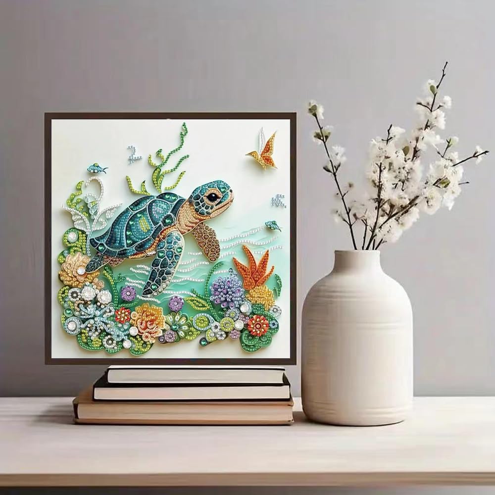 ZQEATRY Sea Turtle Animal Special Shape Diamond Art Kits for Adults,5D Diamond Painting Kits for Beginner,DIY Diamond Crystal Rhinestones Painting Kits for Home Wall Decor Gift 11.8 X 11.8inch