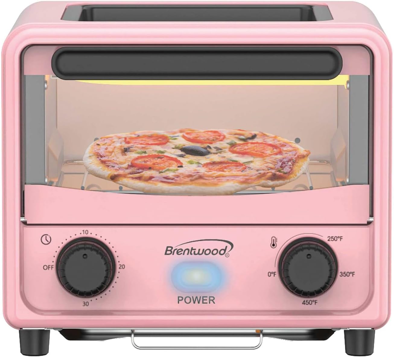 BRENTWOOD TS-3430PK Mini Toaster Oven - 500-Watt Stainless Steel, 3 Liters, Pink