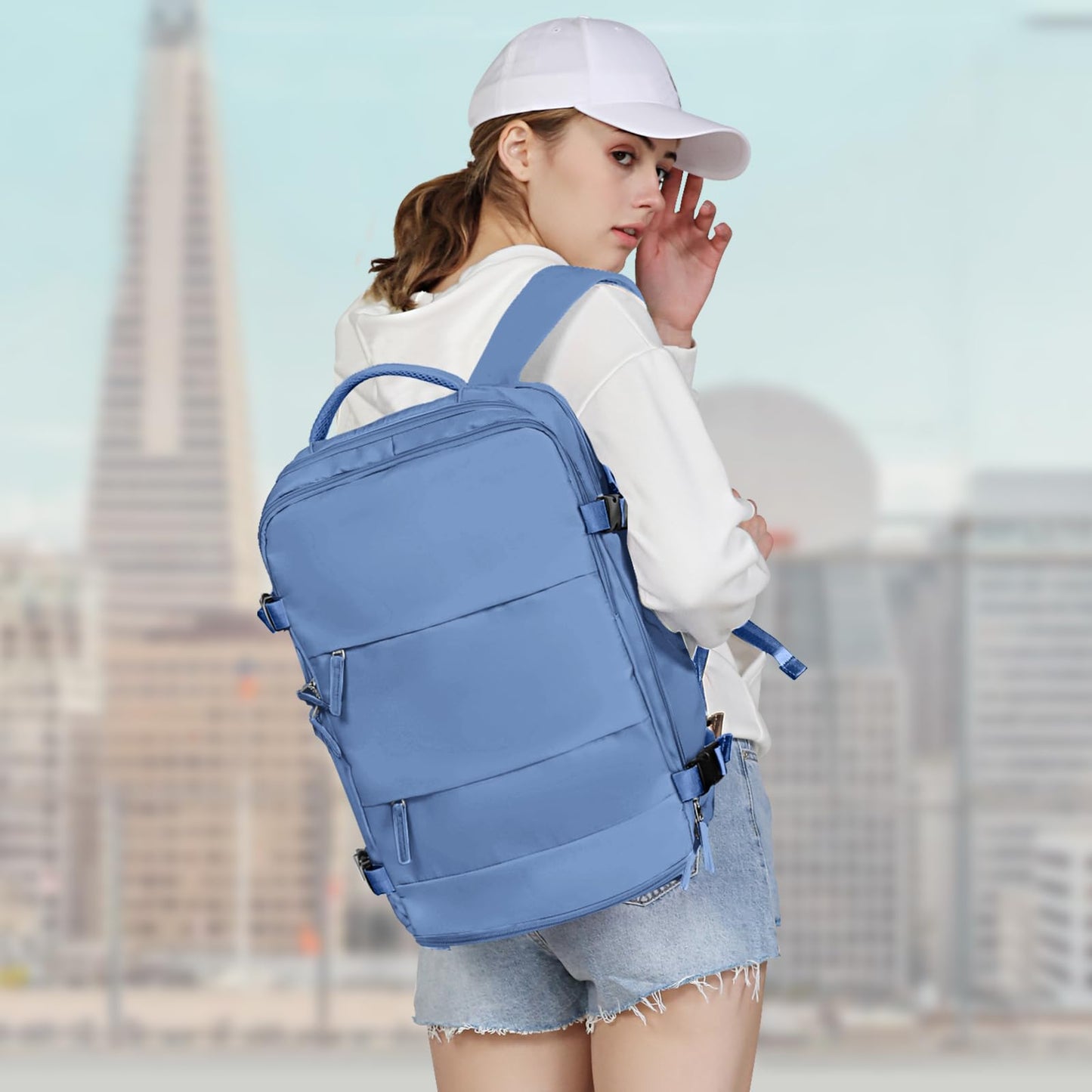 coowoz Travel Backpack Carry On for Women Man Gym Backpacks with Laptop Compartment Mochila de Viaje Teacher Personal Item Backpack Airplane Accessories Must Haves Grey Small