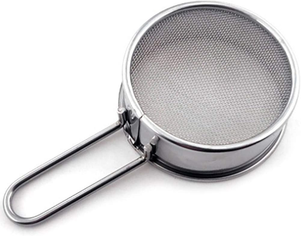 2.5 Inch Stainless Steel Strainer with Long Handle, Flour Sieve Mini Small Flour Sifter Drainer for Baking, Powder