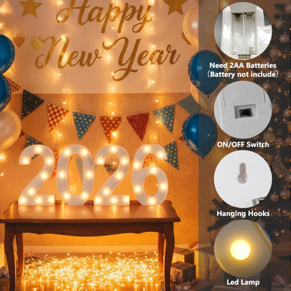2026 LED Marquee Numbers, LED Marquee Letter Lights New Year Decor, Grad 2026 Sign Light up Letters for Graduation Decorations, Class of 2026 Light Up Numbers for High School College Graduation Party