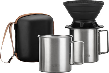 Portable Pour Over Coffee Maker Set, Collapsible Silicone Dripper, Perfect for Travel, Camping, Outdoors
