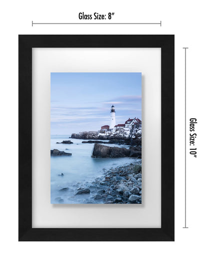 Americanflat 8x10 Floating Picture Frame with Polished Crystal-Clear Glass - Use as 5x7 Picture Frame or Display 4x6 Photo - Signature Float Collection - Photo Frames for Tabletop or Wall - Black