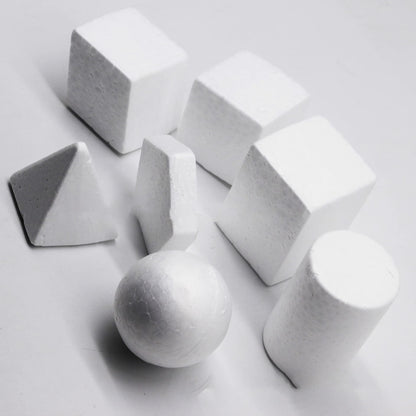 SOUJOY 32 Pack White Foam Shape, 8 Shapes Craft Foam Ball, Kid DIY Art Foam Cone for Home, School Craft Project, Table Centerpiece Flower Arrangement Props