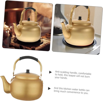 Vintage Aluminum Kettle - Metal Water Boiler Heating Kettle, Teapot, Small Teapot, Metal Boiler with Handle