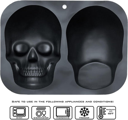 JETKONG Extra Large Silicone Skull Cake Mold, Haunted Skull Baking Cake Pan for Halloween and Birthday Party