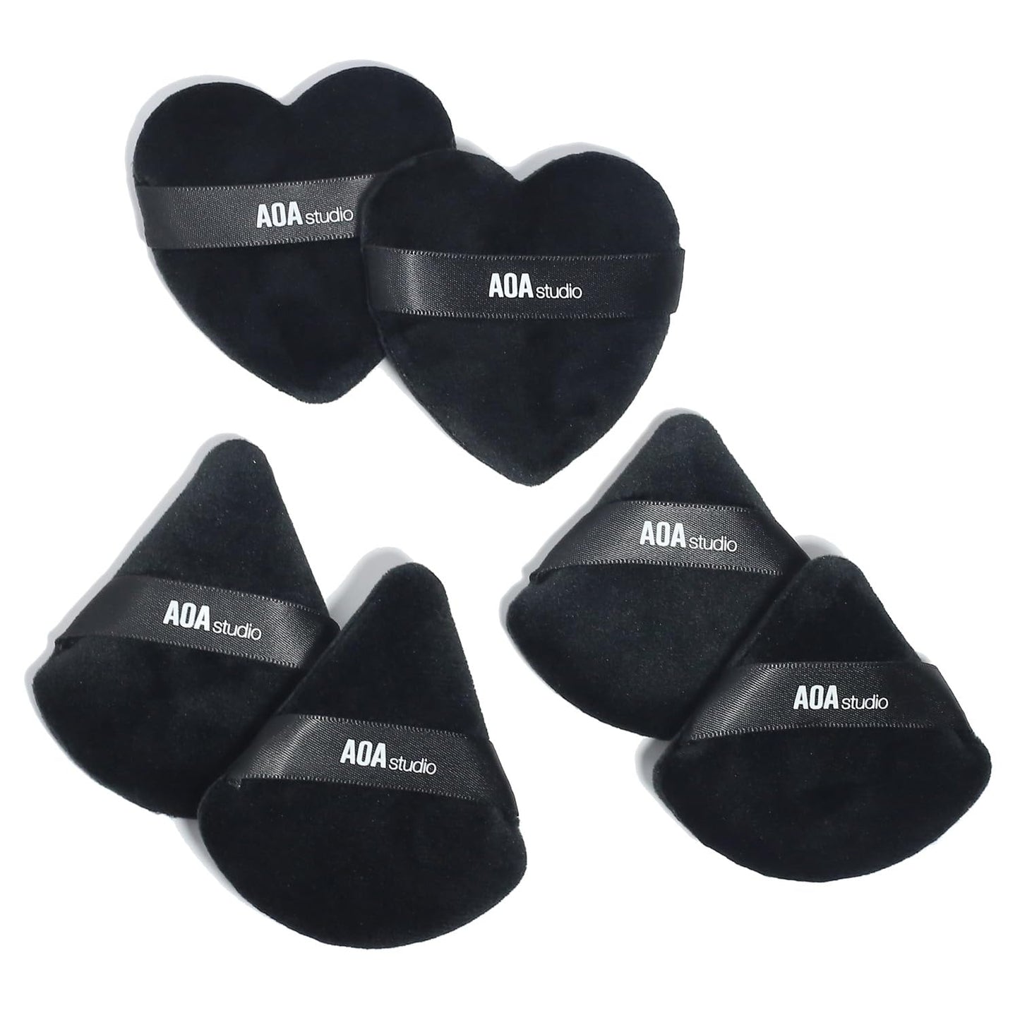 AOA Studio Velvet Puffs Makeup Puff Set of 6 Loose Powder Body Powder, Velour Makeup Blender Sponge Foundation Blending Sponges Set Beauty Makeup Tools(Black/Peach)