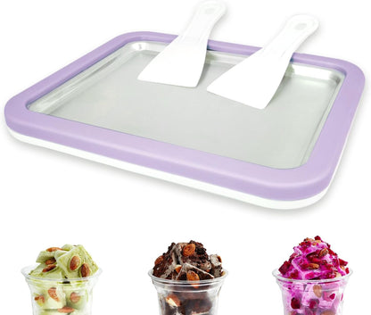2 Frozen Rolled Ice Cream Maker Instant Ice Cream Maker with Spatulas Yoghurt Plate Homemade DIY Instant Gelato