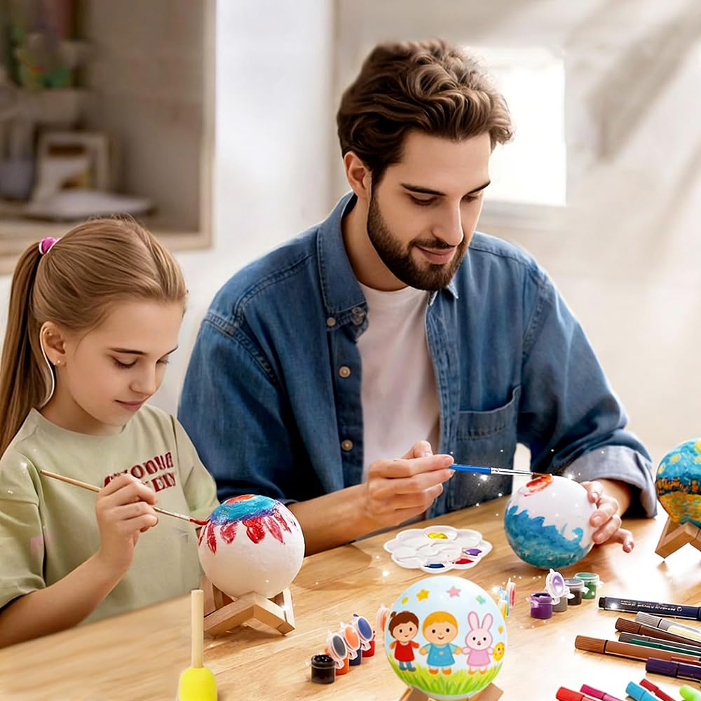 HOLA Paint Your Own Moon Lamp Kit, 2025 Updated USB Rechargeable, DIY Arts Supplies and Crafts Kit, Gifts for Kids Girls Boys Teens, Ages 6 7 8 9 10 11 12 13 14 15 16 Year Old Birthday