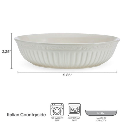 Mikasa Italian Countryside Set of 4 Pasta Bowls, 9.25 Inch, Cream