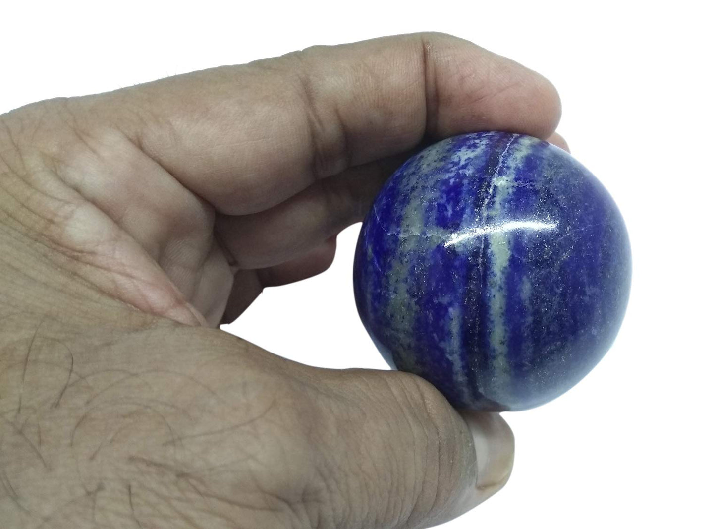 WholesaleGemShop Natural Lapis Lazuli 40-45 mm Ball Sphere Gemstone A+ Hand Carved Crystal Altar Healing Devotional Focus Spiritual Chakra Cleansing Metaphysical Gift Men Women