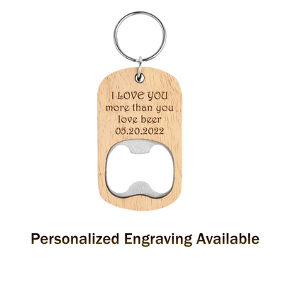 10 Pcs Wooden Keychain Blanks Wood Bottle Opener Bulk Laser Engraving Blanks Unfinished Wooden Key Ring Key Tag for Party Favors DIY Gift Craft Supplies
