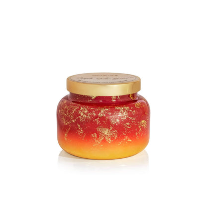 Capri Blue Scented Candles - Glimmer Collection - Ombre Glass Candle Holder - Luxury Apple Candles for Women & Men - Signature Jar in Cranberry Red and Gold (Apple Cider Social, 19 oz)