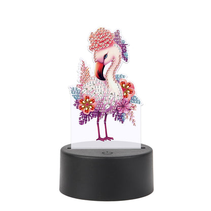 JISHSHAY Diamond Painting Night Light Diamond Art Table Lamps Gem Art LED Lights Gem Painting Desk Lamp Mosaic Kits for Adults DIY Kits for Adults Paint by Numbers with Special Drills Flamingo
