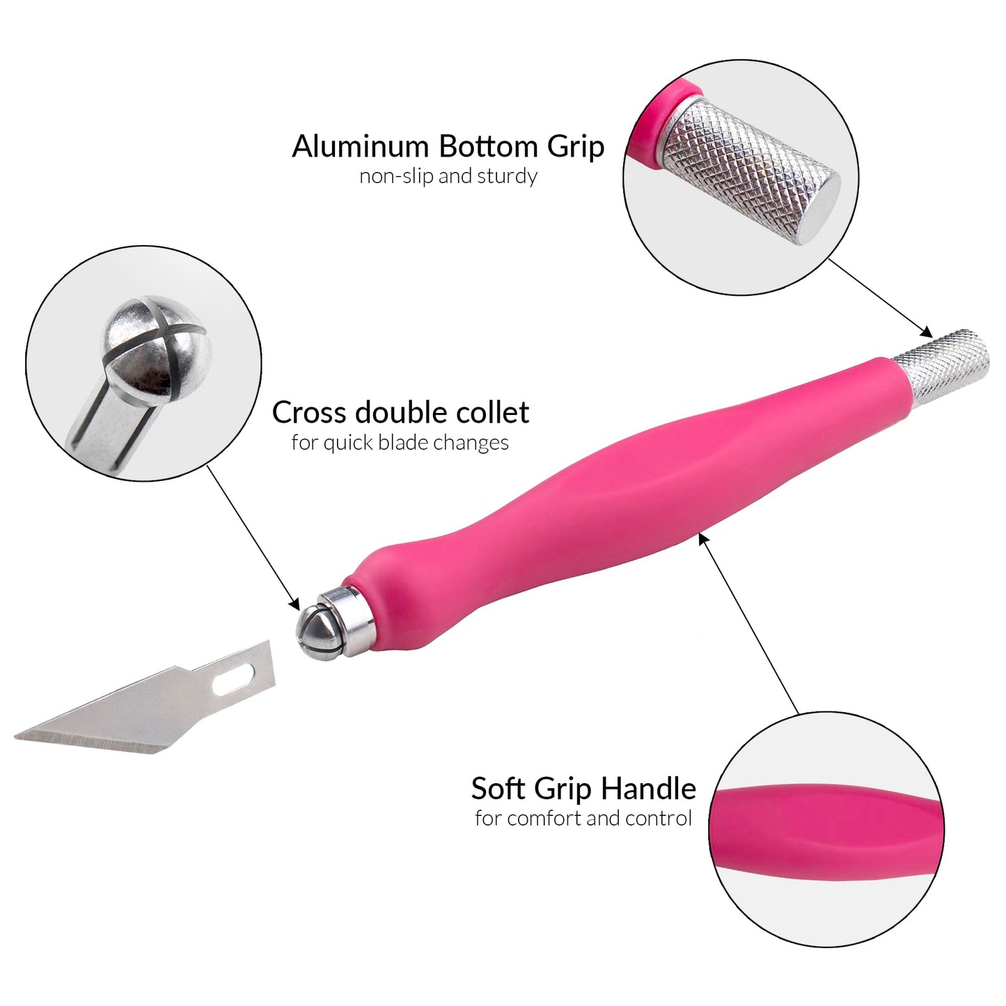WA Portman 2-Piece Pink Craft Knife Set – Sharp, Durable Hobby Knife Set with Comfort Grip & 100#11 Craft Blades for Precision Cutting, DIY, and Crafting Projects