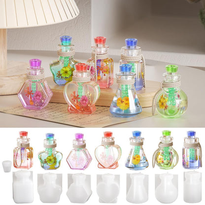 7 Set Wishing Bottle Storage Box Quicksand Molds Silicone Resin Mold with lids Resin Casting Molds,Shaker Bottle Resin Molds (Wishing Bottle)