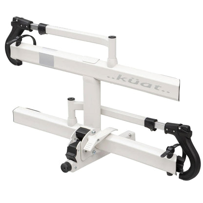 KUAT Sherpa 2.0 Durable Lightweight Aluminum Compact 2 Bike Transporting Hitch Rack with Cable Lock & Foldable Tire Cradles | Capacity - 40 Lbs per Tray, Pearl & Silver Anodize, 2"