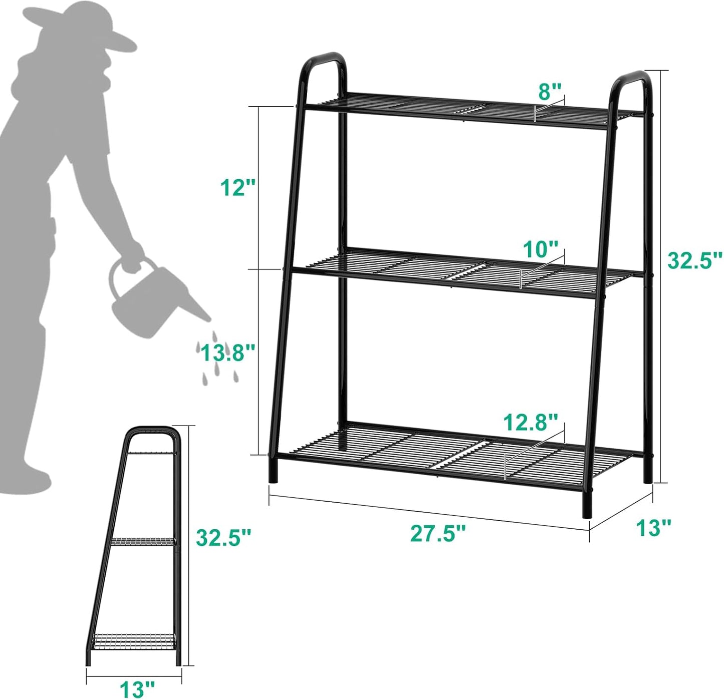 kiplant Plant Stand Indoor, Outdoor Tiered Plant Stand, Corner/Metal/Black Plant Shelf