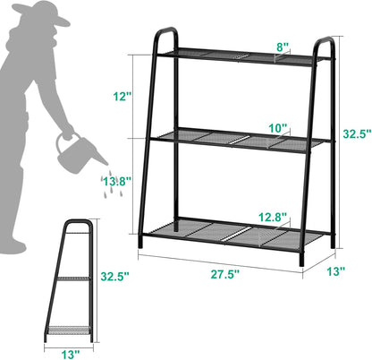 kiplant Plant Stand Indoor, Outdoor Tiered Plant Stand, Corner/Metal/Black Plant Shelf