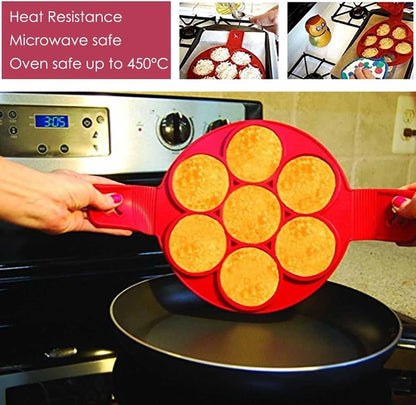 Flip N Cook Silicone Pancake Mold, Flip'n'cook Pancake Maker (Red-Round)