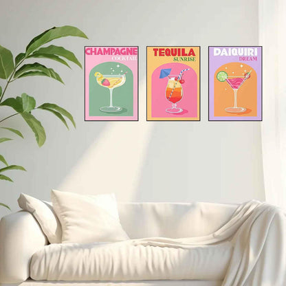 Ycydilirab 6 Pack Diamond Art Kits for Adults,Cocktail 5D Diamond Painting Kits for Adults,Beginner DIY Gem Painting Perfect for Gifts and Home Wall Decor 10x12inch
