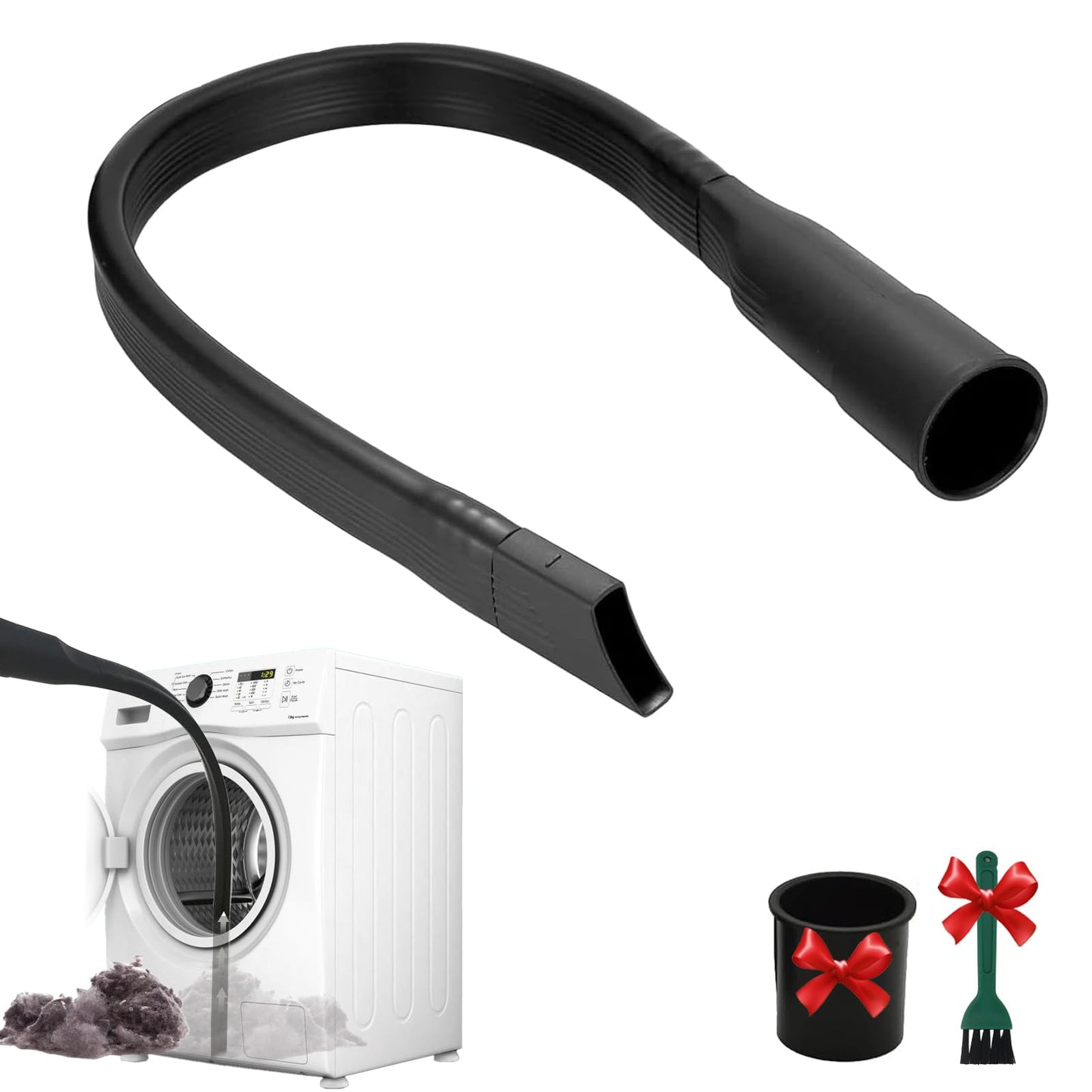 EZ SPARES Flexible Crevice Cleaning Tool 25inch Replacement,Vacuum Hoses Accepting 1-1/4",1-3/8" Attachment for Home Car Detailing Removable Brush Head Univeral,Deep Reach Precision Cleaning
